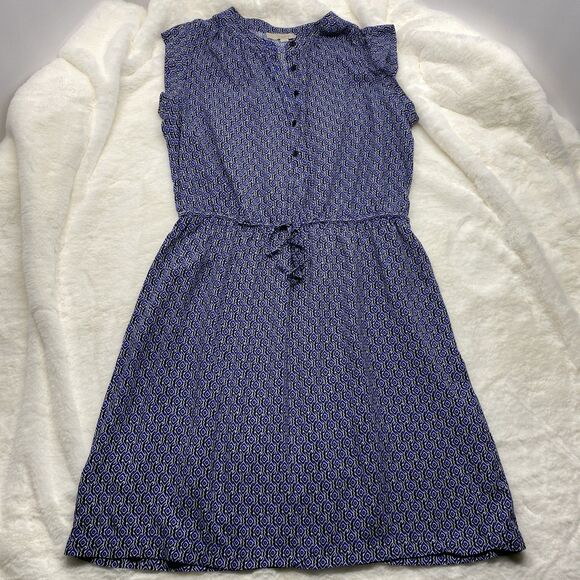 LOFT Dresses & Skirts - LOFT Ann Taylor Blue Geometric Medallion Dress M Sleeveless Mod Boho Mini